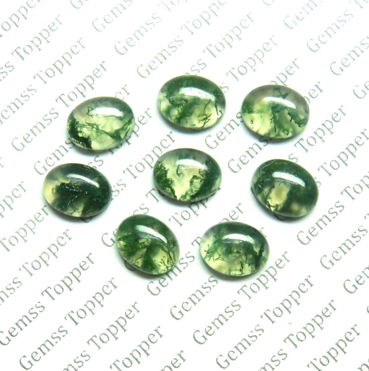 Moss Agate 8x10 mm Oval Cabochon